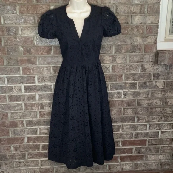 NWT J.CREW black short-sleeved dress with pockets and v neck - Picture 2 of 14